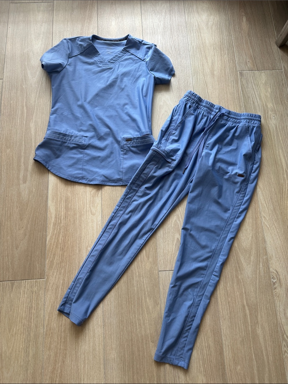 Women’s Scrub Set - Slate Blue V-Neck Top & Tapered Pants